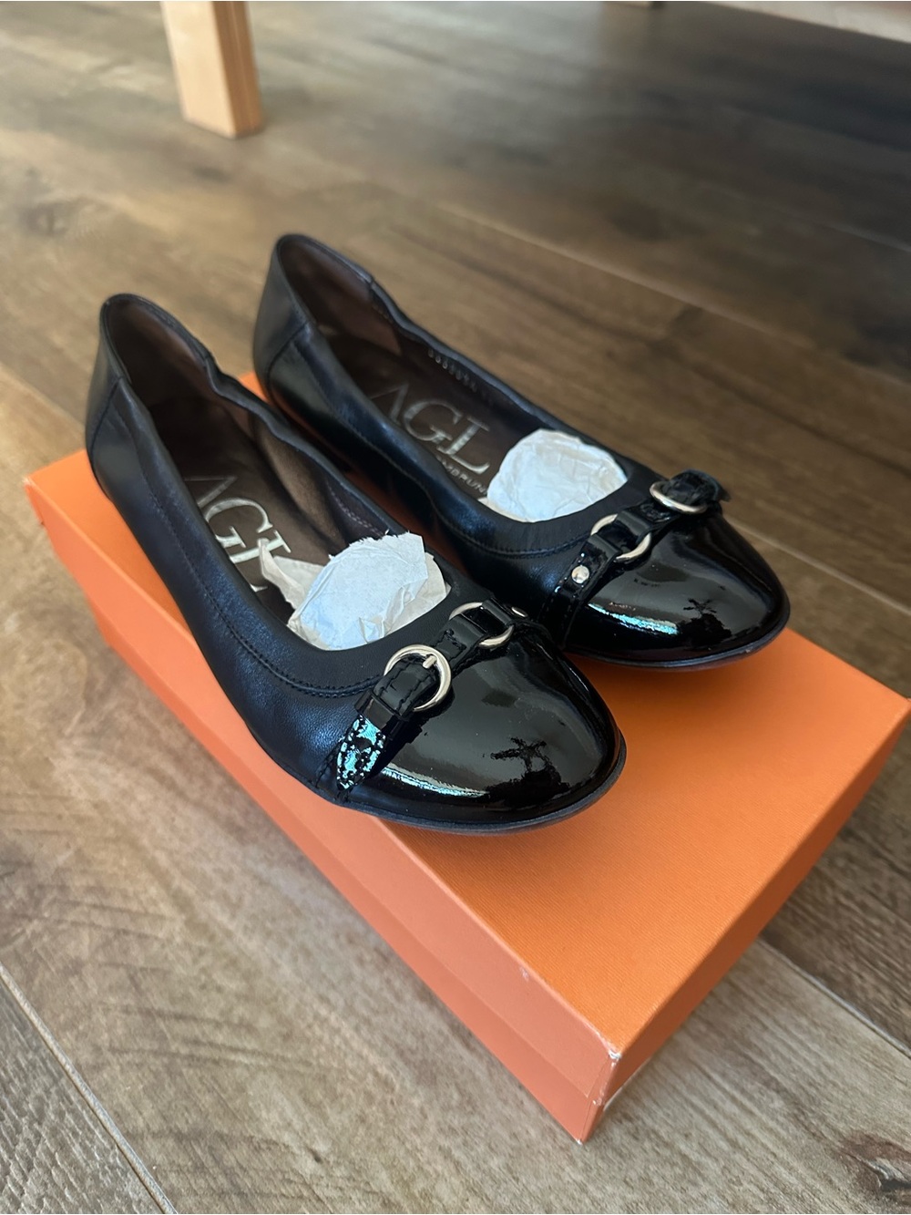 Attilio Giusti Leombruni Brigita Black Leather Ballet Flats